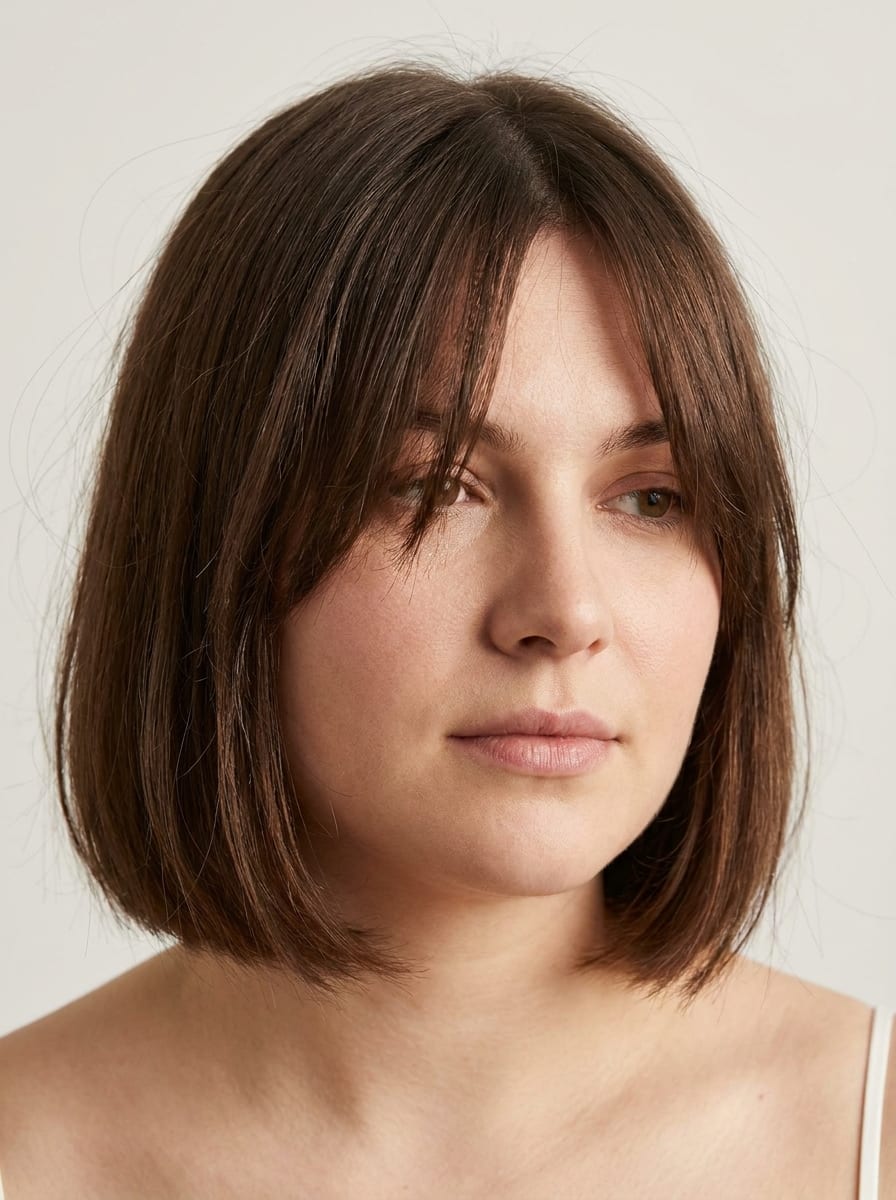 Short Bob mit Curtain Bangs - Kurzhaarfrisur für rundes Gesicht